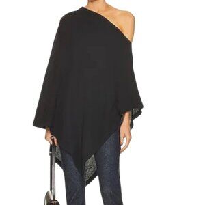 Enza Costa Cashmere Cotton Poncho One Shoulder Brown M/L